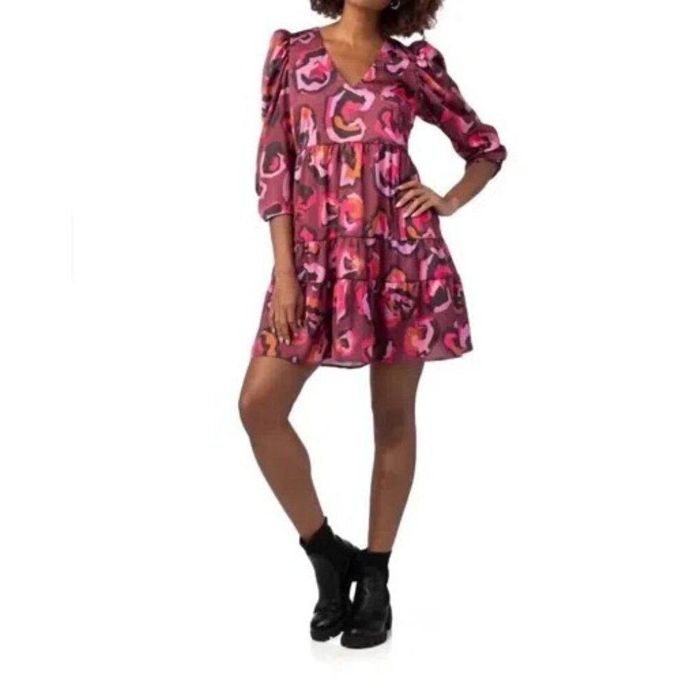 Crosby Natalie Burch Bissy Dress L Jungle Queen Pockets Side Zip Ruched $268